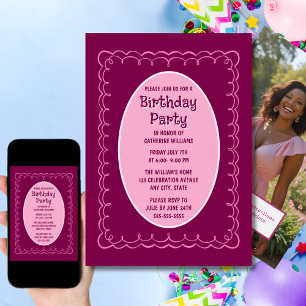 Invitación de fiesta de cumpleaños Cualquier marró