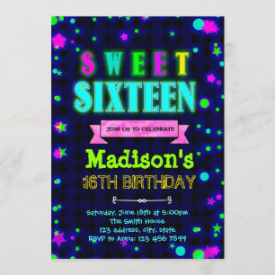Invitación de fiesta de cumpleaños de 16 días de b