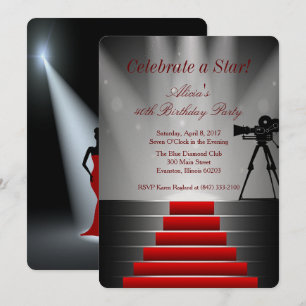 invitación de fiesta de cumpleaños de alfombra roj