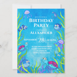 Invitación de fiesta de cumpleaños de Blue Under S