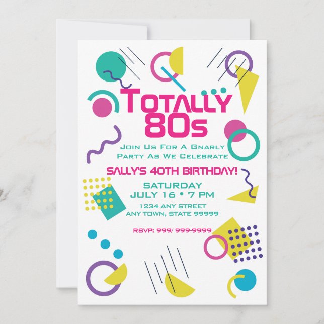 Invitación de fiesta de cumpleaños de cerca de los (Anverso)