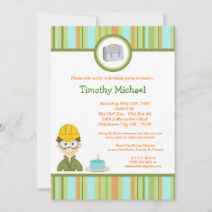 Invitación de fiesta de cumpleaños de construcción