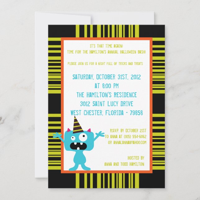 Invitación de fiesta de cumpleaños de diversión de (Anverso)