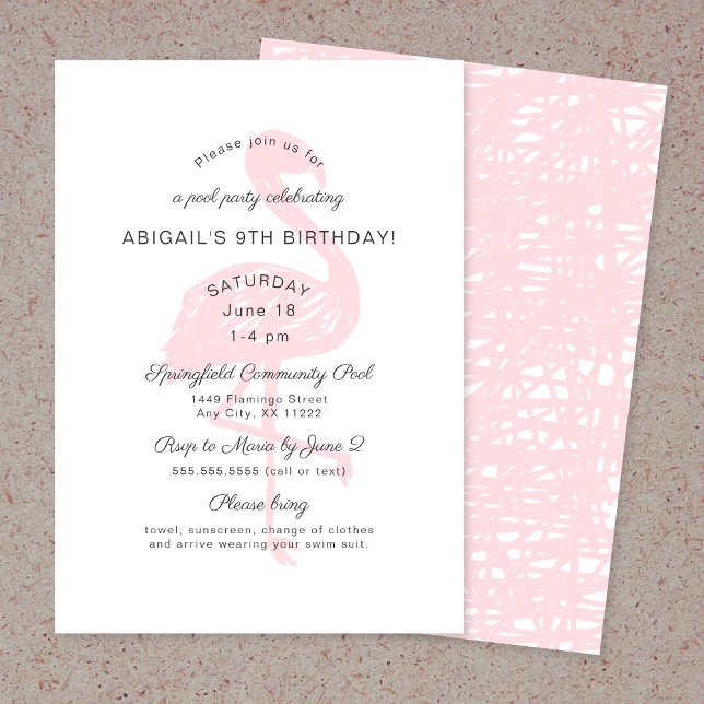 Invitación de fiesta de cumpleaños de Flamingo en  (Subido por el creador)