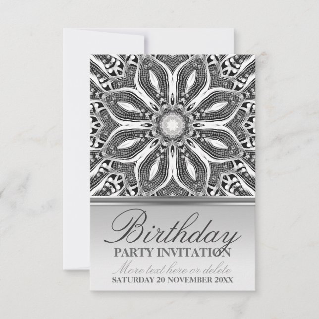 Invitación de fiesta de cumpleaños de flor geométr (Anverso)