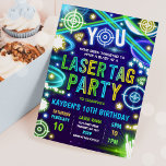 Invitación de fiesta de cumpleaños de la etiqueta<br><div class="desc">Invitación de fiesta de cumpleaños de la etiqueta láser brillante Neon</div>
