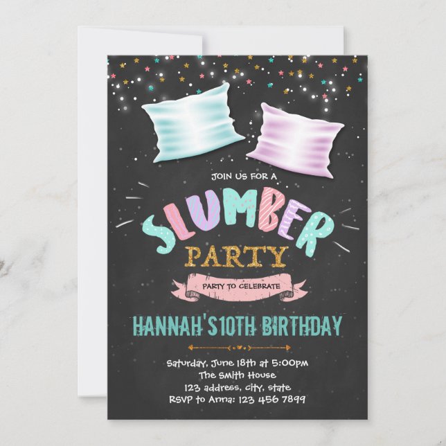 Invitación de fiesta de cumpleaños de lentas (Anverso)