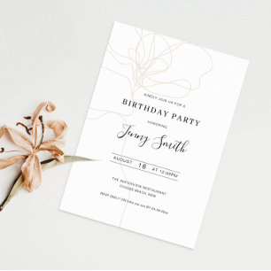 Invitación de fiesta de cumpleaños de línea ilustr