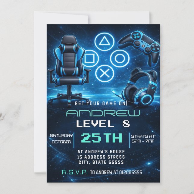Invitación de Fiesta de Cumpleaños de Personal Blu (Anverso)