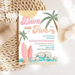 Invitación de fiesta de cumpleaños de surf en la p