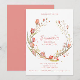 Invitación de fiesta de cumpleaños de tulipanes co