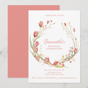 Invitación de fiesta de cumpleaños de tulipanes co
