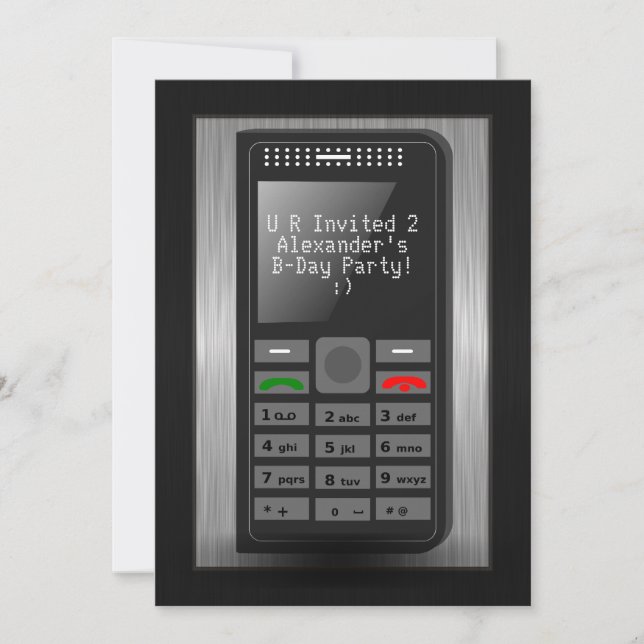 Invitación de fiesta de cumpleaños de un adolescen (Anverso)