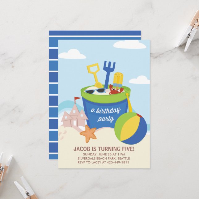 Invitación de fiesta de cumpleaños de un niño Fies (Anverso/Reverso In Situ)