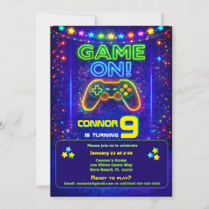 Invitación de fiesta de cumpleaños de videojuegos
