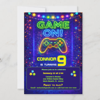 Invitación de fiesta de cumpleaños de videojuegos