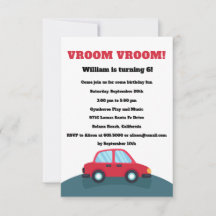 Invitación de fiesta de cumpleaños de Vroom Cars