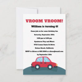Invitación de fiesta de cumpleaños de Vroom Cars