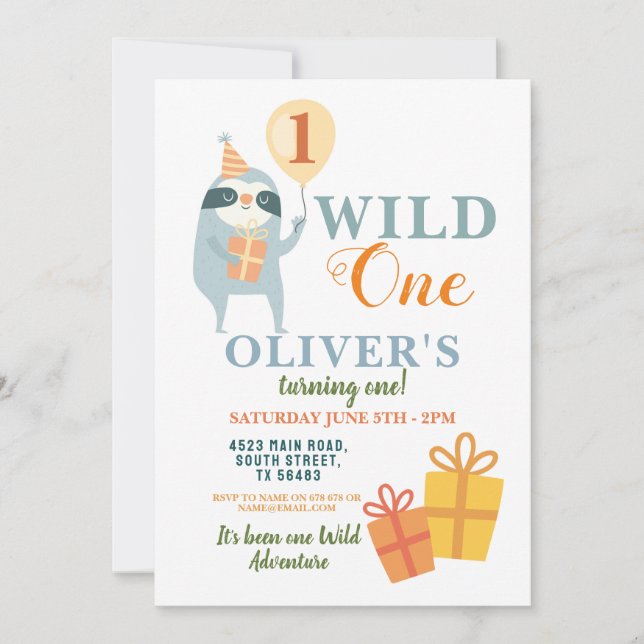 Invitación de fiesta de cumpleaños de Wild One Slo (Anverso)