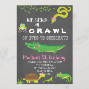 invitación de fiesta de cumpleaños del reptil chic