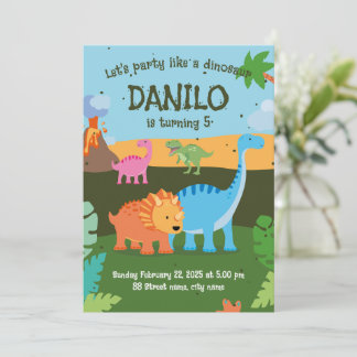 Invitación de fiesta de cumpleaños Dinosaurios