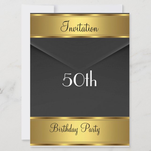 Invitación de fiesta de cumpleaños dorada Fiesta d (Anverso)