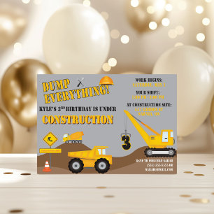 Invitación de fiesta de cumpleaños en construcción
