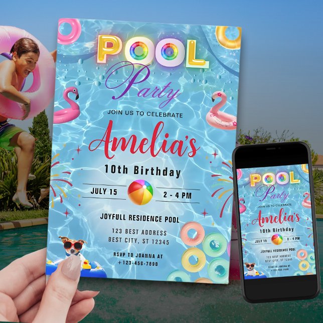 Invitación de fiesta de cumpleaños en la piscina c (Subido por el creador)