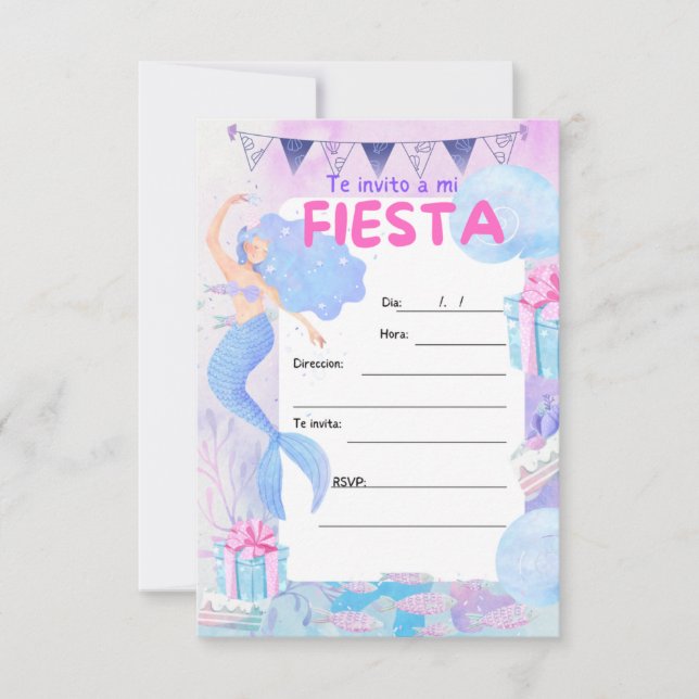 invitación de fiesta de cumpleaños hecha con camar (Anverso)