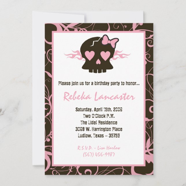 Invitación de fiesta de cumpleaños las 5 horas del (Anverso)