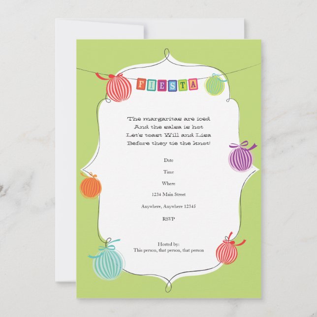 Invitación de fiesta de cumpleaños mexicana Fiesta (Anverso)