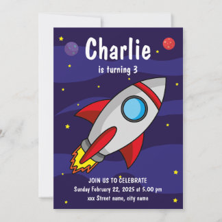 Invitación de fiesta de cumpleaños Nave Espacial