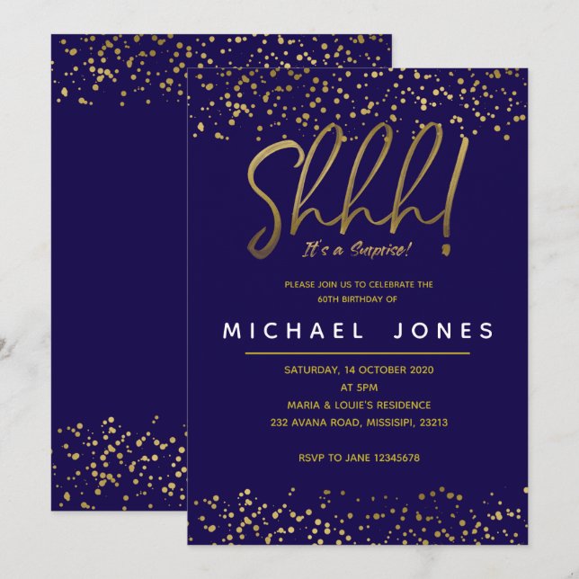 Invitación de fiesta de cumpleaños para adultos az (Anverso / Reverso)