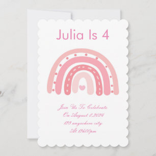 invitación de fiesta de cumpleaños rosa
