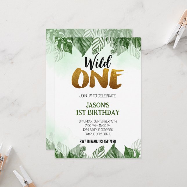 Invitación de fiesta de cumpleaños salvaje (Anverso/Reverso In Situ)