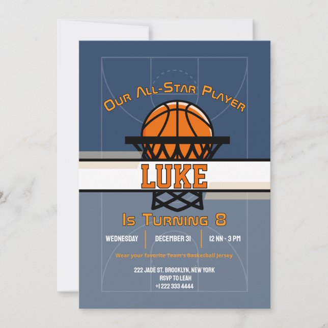 Invitación de Fiesta de Cumpleaños Slam Dunk (Anverso)