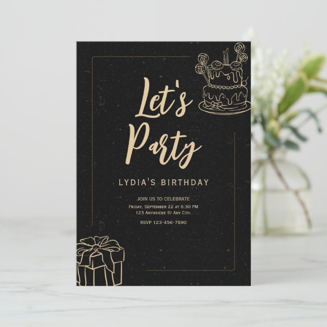Invitación de fiesta de cumpleaños sorpresa Let's  (Anverso de pie)