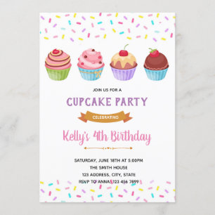 invitación de fiesta de cupcakes con sprinkles