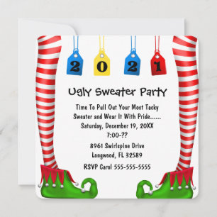 Invitación de Fiesta de Cute Elf Stocking Christma