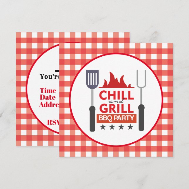 Invitación de fiesta de Cute Grill chill bbq (Anverso / Reverso)