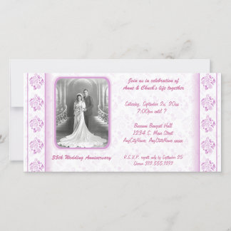 Invitación de fiesta de damasco de paisley rosa y