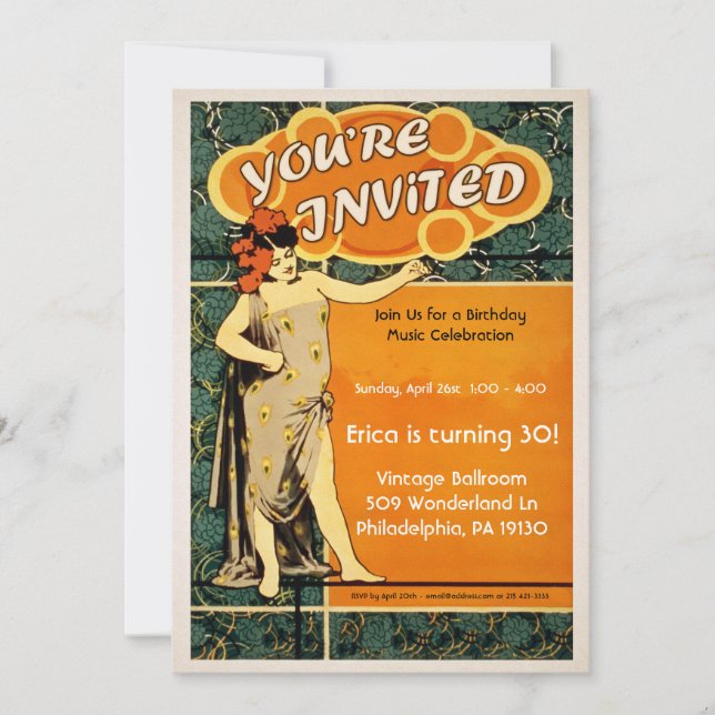 Invitación de fiesta de danza de época (Anverso)