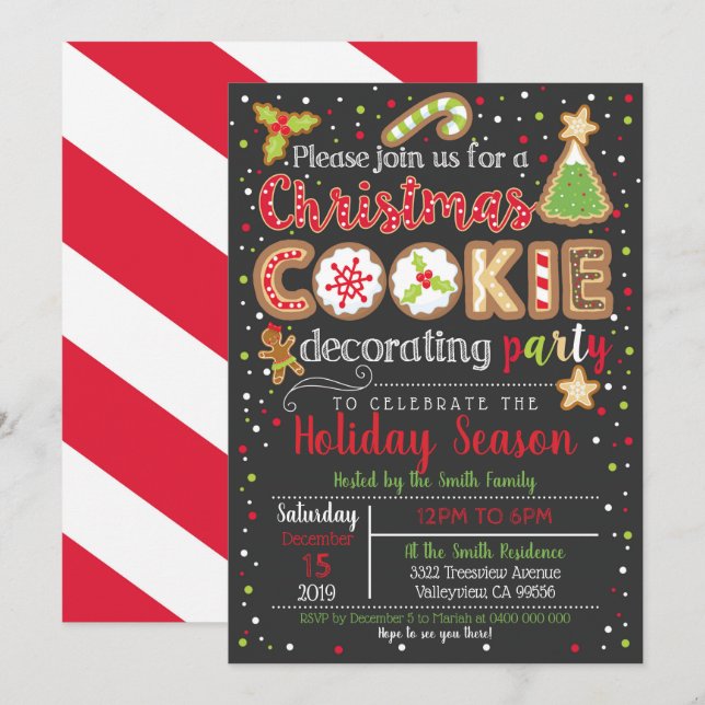 Invitación de fiesta de decoración de cookies a Na (Anverso / Reverso)