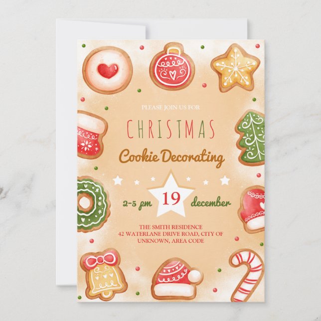 invitación de fiesta de decoración de cookies de n (Anverso)