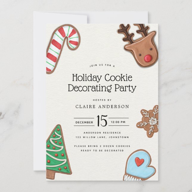 Invitación de fiesta de decoración de cookies de v (Anverso)