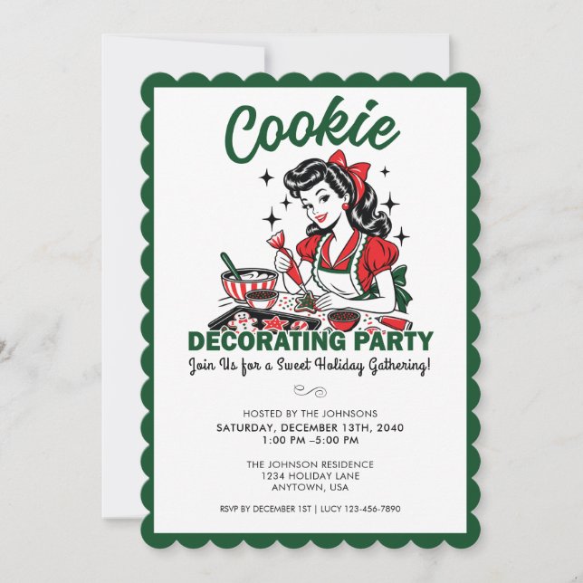 Invitación de fiesta de decoración de galletas de  (Anverso)
