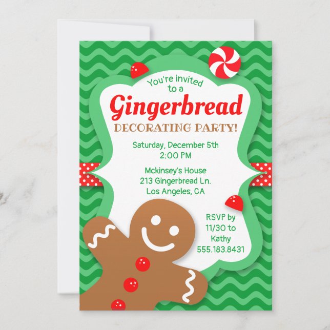 Invitación de fiesta de decoración de pan de jengi (Anverso)