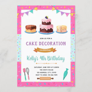 Invitación de fiesta de decoración de pastel adora
