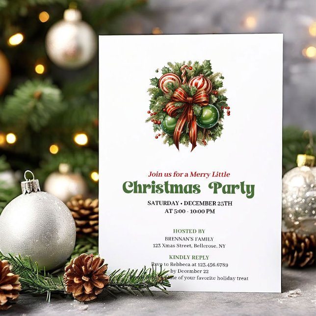 Invitación de fiesta de decoración navideña retro  (Dreamy retro Christmas angel party invitation

)