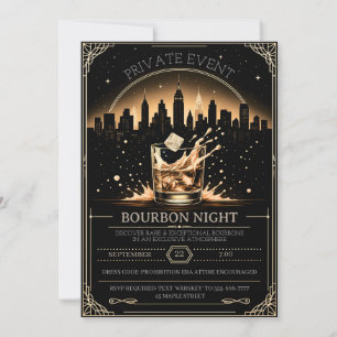 Invitación de fiesta de degustación de Bourbon y W